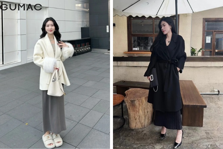 Thướt tha dịu dàng với chân váy len dài