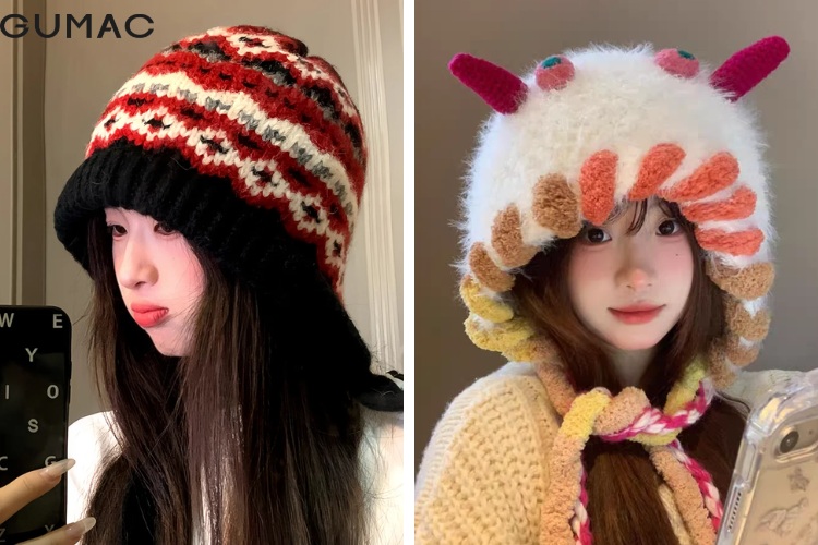 Mũ len họa tiết Noel không thể thiếu cho cô nàng dễ thương