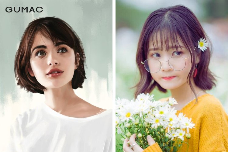 Kiểu tóc nữ gò má cao cắt mái ngang