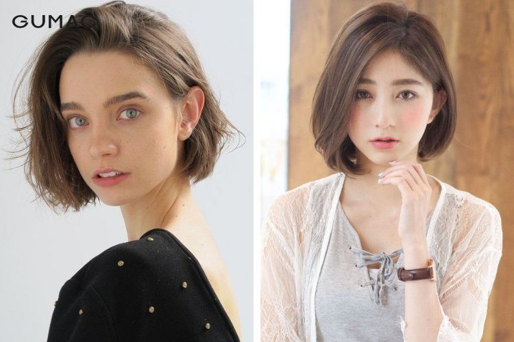 Kiểu tóc nữ gò má cao uốn gợn sóng không mái