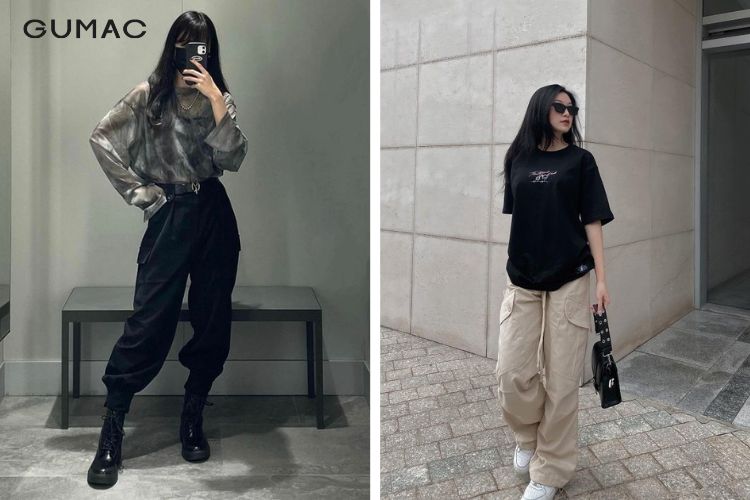 Phối quần túi hộp nữ với áo phông
