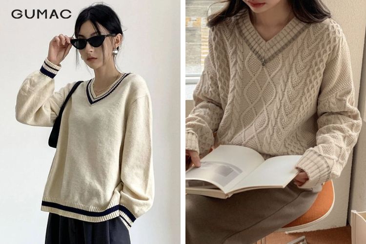 Áo jumper cổ tim