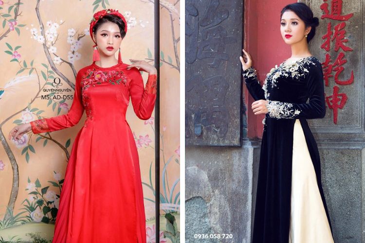 Áo dài thêu/in họa tiết 3D ấn tượng&nbsp;