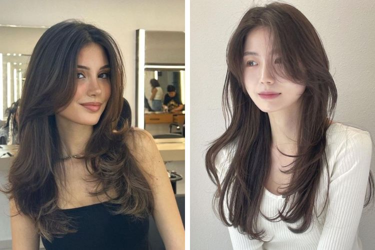 Tóc mái bay cho mặt tròn