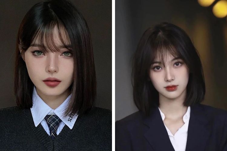 Kiểu tóc thẳng ngắn mái thưa