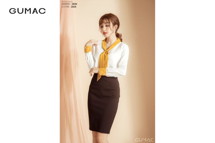 Áo sơ mi kết hợp chân váy bút chì