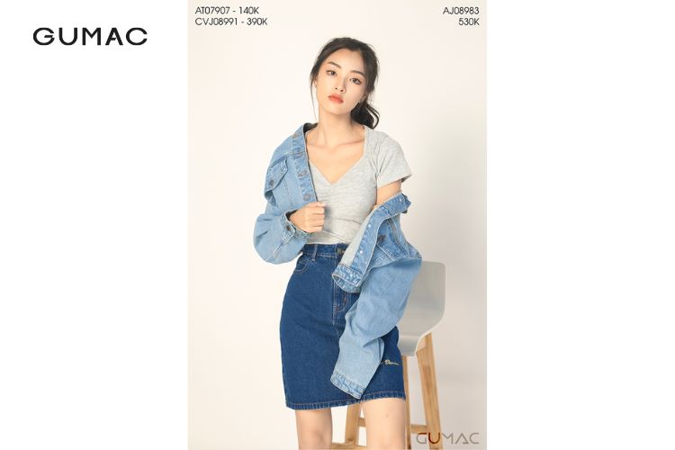 Mix áo cùng chất liệu jeans