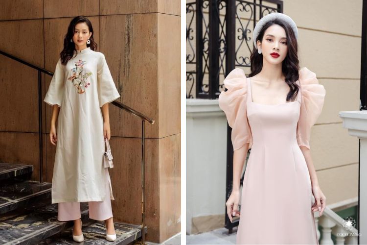 áo dài đeo bông tai bạc