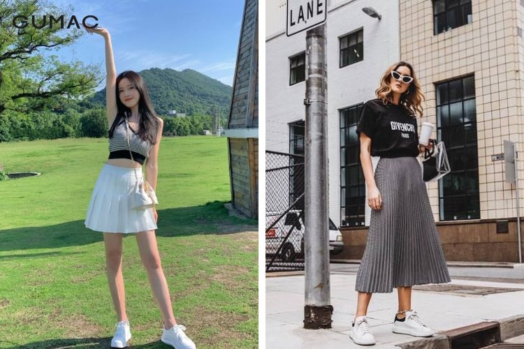 Mặc váy đi giày thể thao đẹp