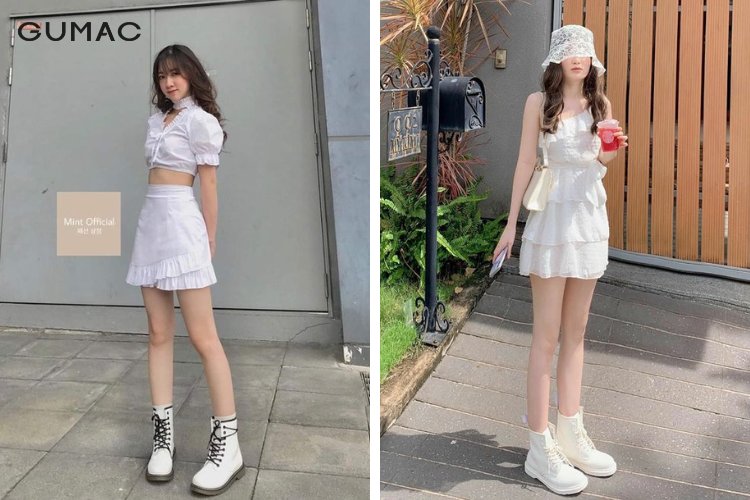 Mix-match cực ấn tượng giày thể thao cùng crop top skirt quyến rũ