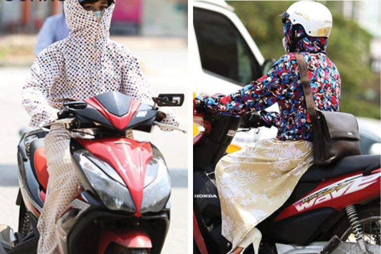 Ngồi bình thường dùng váy chống nắng che lại&nbsp;