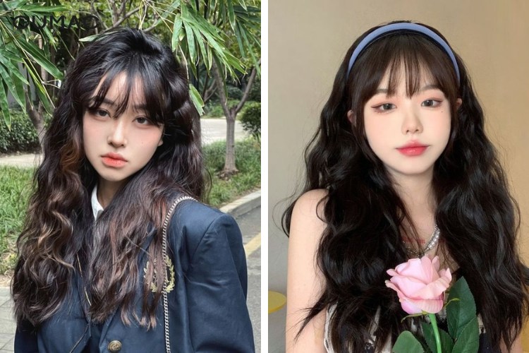Tóc xoăn mix mái thưa
