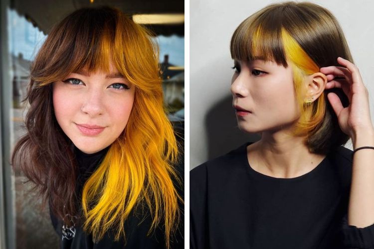 mặt tròn nhuộm tóc màu gì mix tông màu vàng