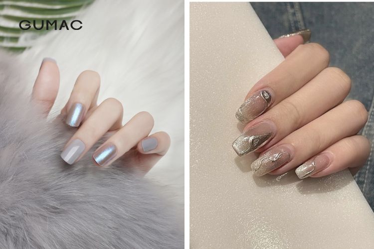 Mẫu nail ánh kim cực chất cho quý cô trung niên