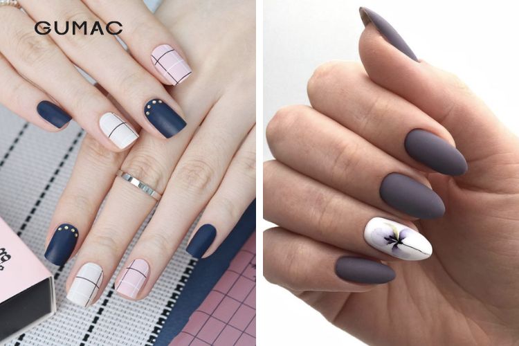 Mẫu nail sơn nhám cho người trung niên cá tính