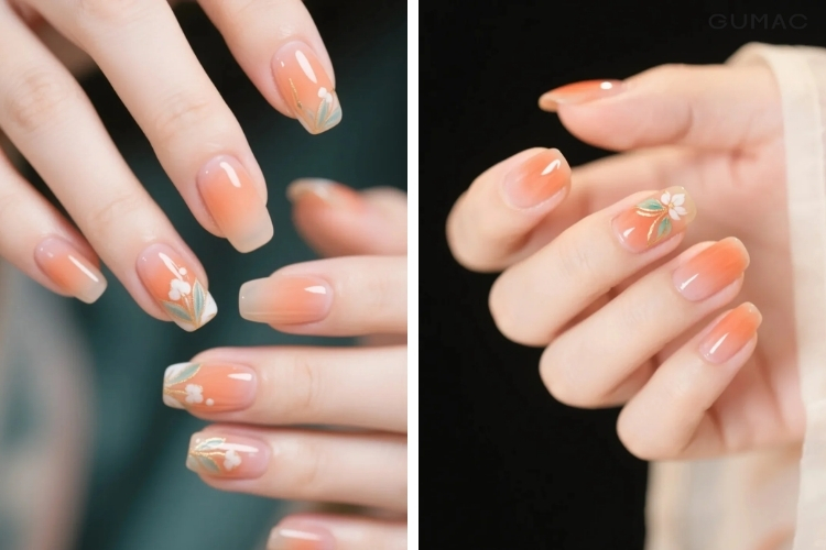 mau nail tay mau cam ve hoa dep