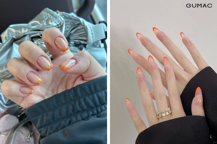 mau nail&nbsp;kieu phap mau cam