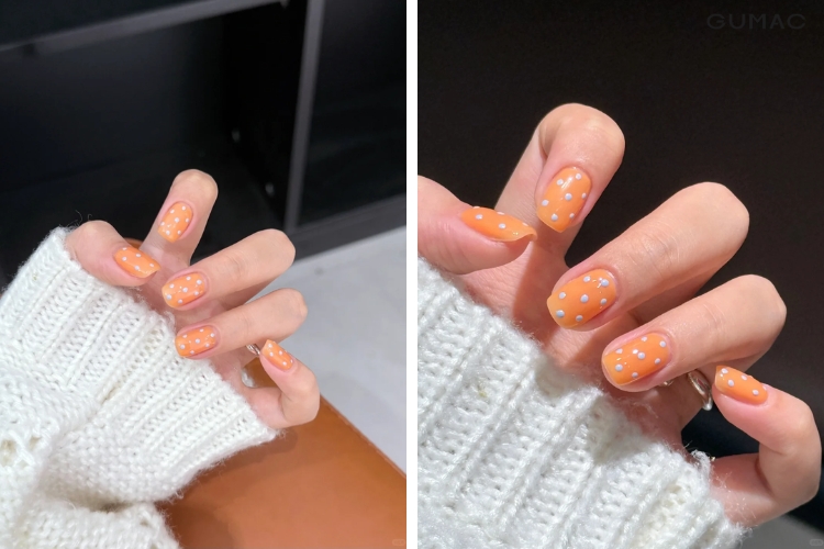 mau nail mau cam phoi cham bi