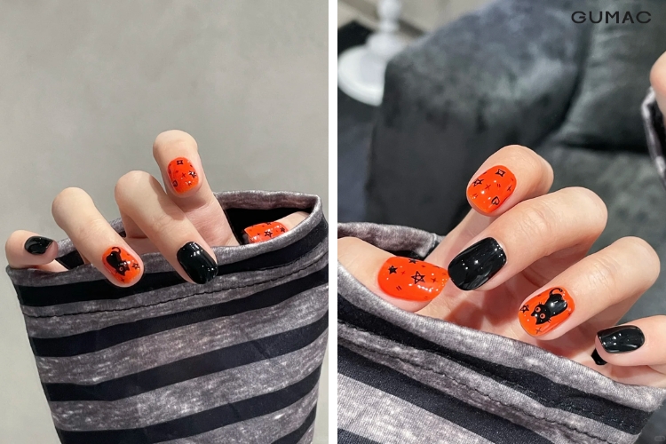 mau nail mau cam phoi den