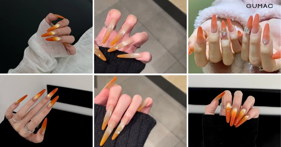 mau nail nhon mau cam