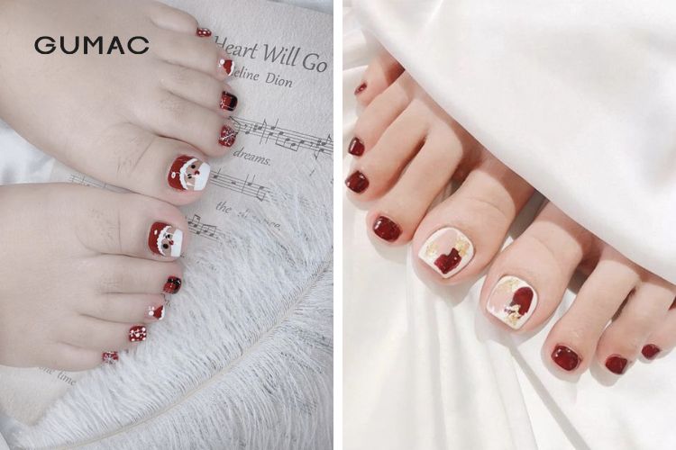 Nail chân sơn thạch cho đêm Noel ấn tượng