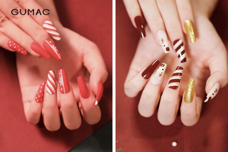 Những mẫu nail sơn gel cho giáng sinh nhẹ nhàng