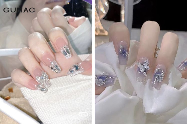 Mẫu nail sơn gel đính đá cho nàng siêu xinh&nbsp;