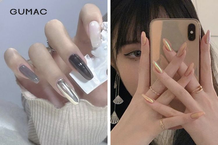 Mẫu nail metallic tráng gương&nbsp;