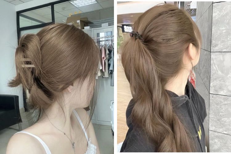 tóc nhuộm màu chì nâu