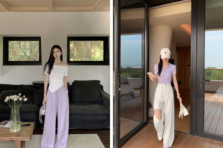 Màu tím mix với màu trắng