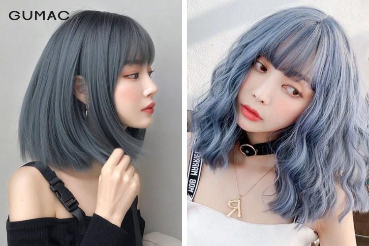 Tóc ngắn chọn màu xanh lam khói&nbsp;