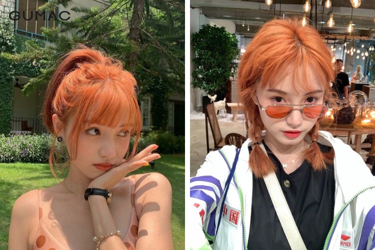 Màu nâu ánh cam cho tóc ngắn nữ