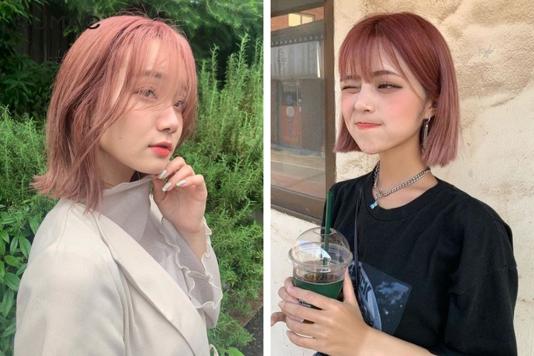 Nữ tóc ngắn chọn màu hồng khói
