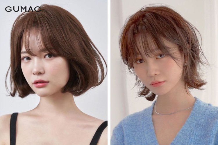 Tóc ngắn nữ nhuộm màu nâu socola