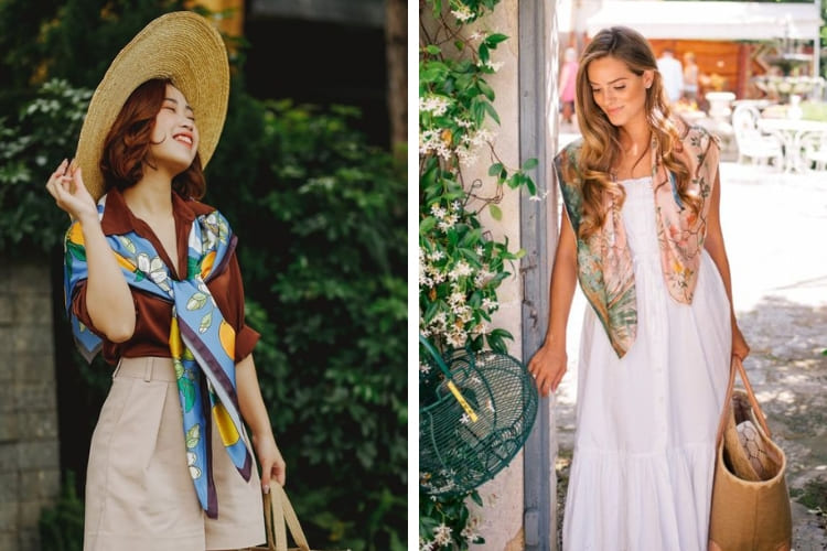 mix đồ đi biển cho người gầy kèm phụ kiện khăn choàng