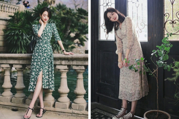 mix đồ đi biển cho người gầy với váy maxi tay lửng