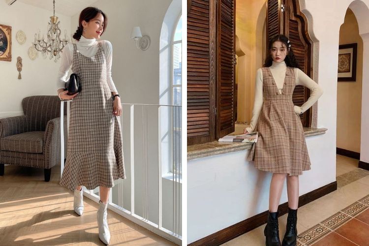 Mix đồ với chân váy dài mùa đông
