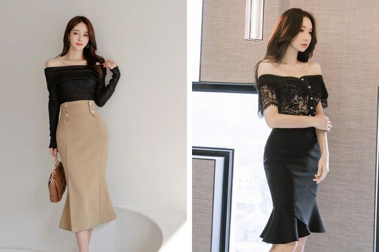 Mix đồ với chân váy đuôi cá mùa đông