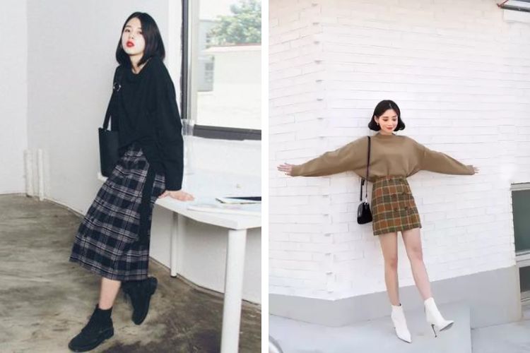 Phối đồ với chân váy dài mùa đông