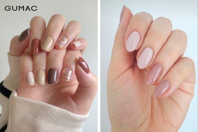 Mẫu nail công sở nhũ một ngón