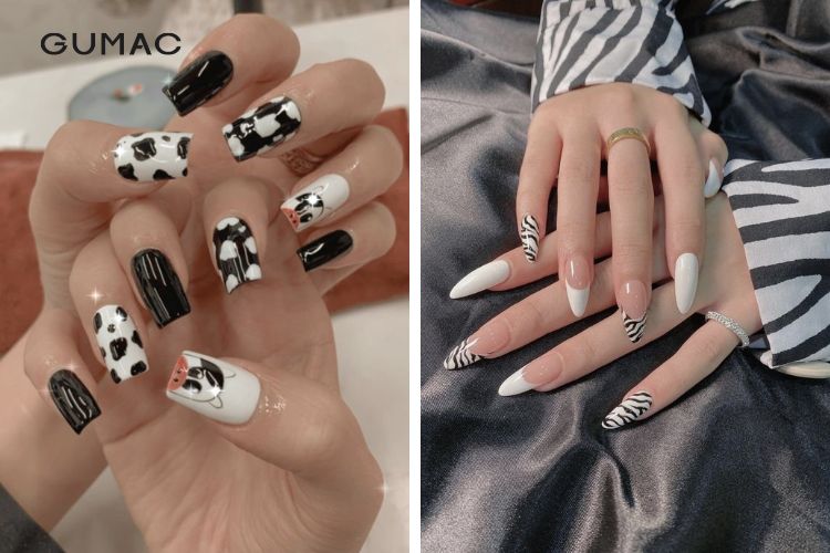 Nail màu đen hoạ tiết phá cách&nbsp;