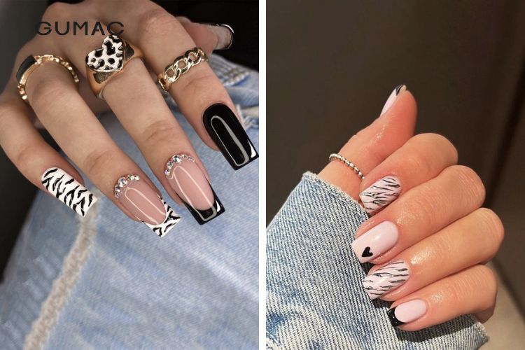 Kiểu nail hoạ tiết ngựa vằn lạ mắt