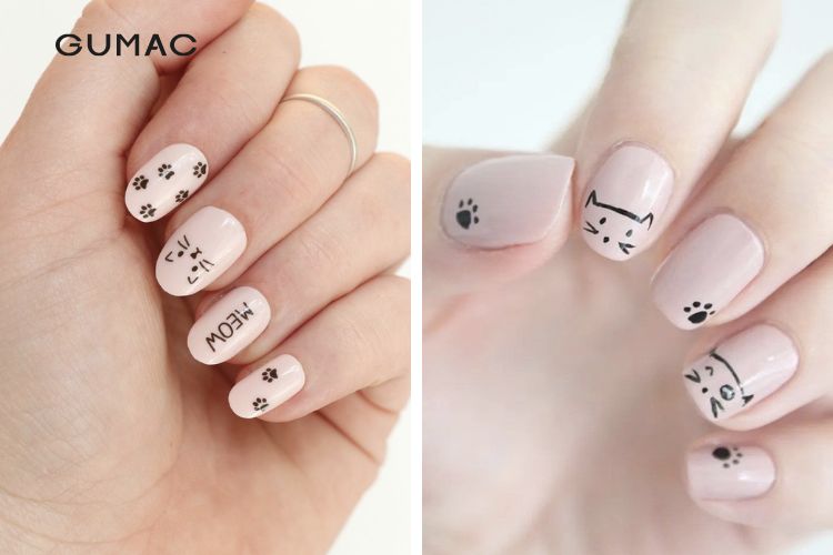 Nail con mèo cho năm Mão may mắn