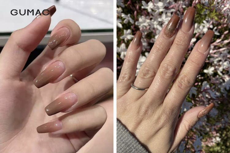 Màu nail nâu tây ombre độc đáo
