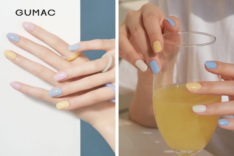 Kiểu nail trơn nhiều màu đơn giản