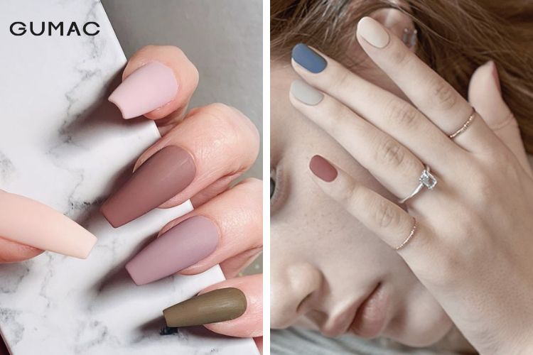 Nail nhiều màu sơn nhám ấn tượng