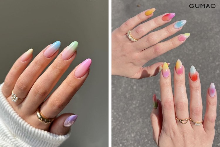 cac mau nail ombre pastel
