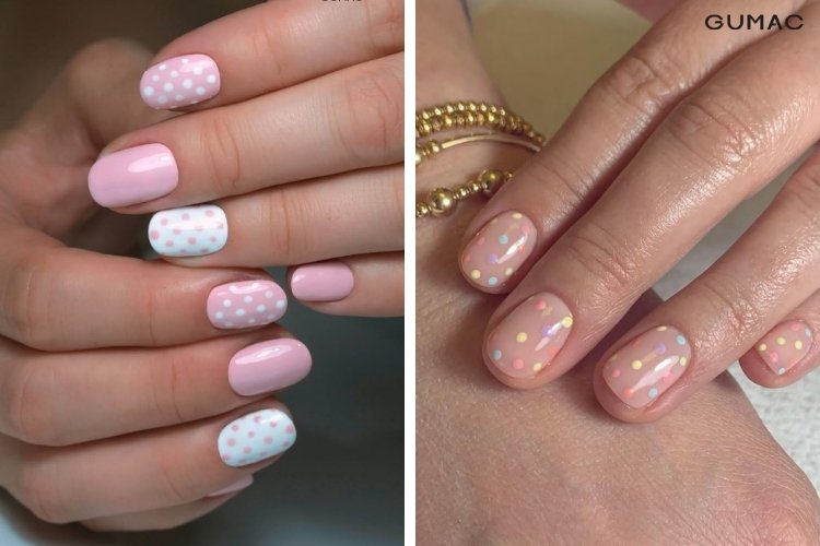 mau nail cham bi mau pastel