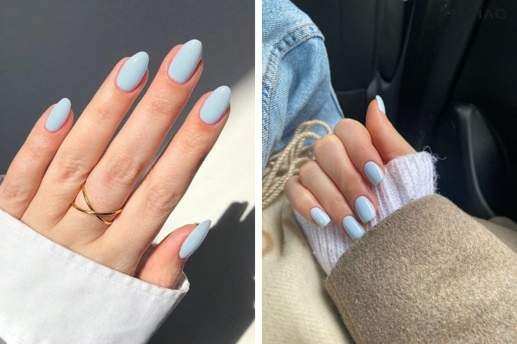 mau nail mau xanh pastel