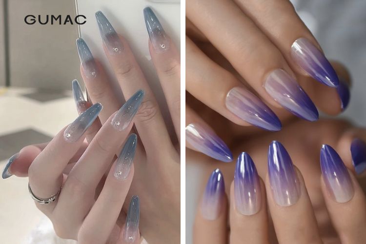 Mẫu nail màu tím ombre lạ mắt